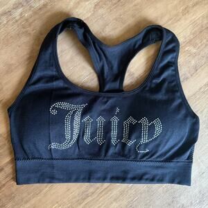Juicy Couture Intimates Women’s Medium Racerback Sports Bra - Black Rhinestones